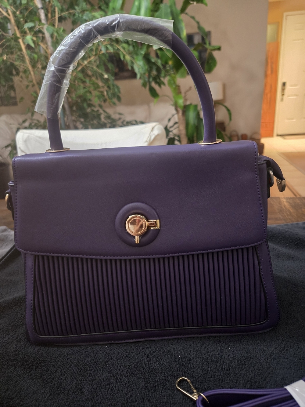 Purple Structured Top-Handle Women’s Bag w/crossbody strap NWOT